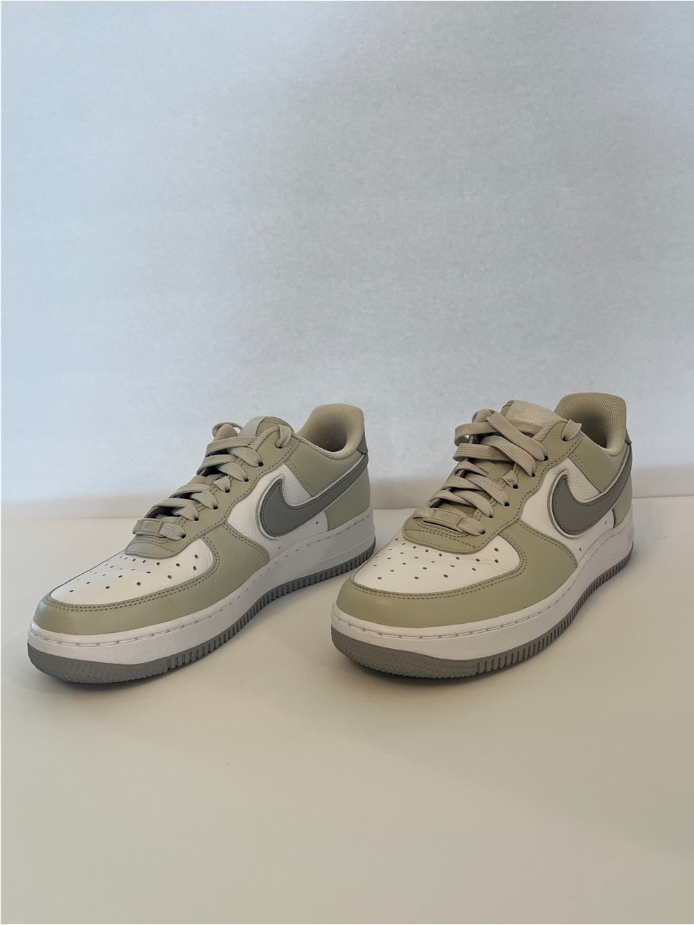 Custom Nike Air Force 1 Neutral Cream Gray Taupe Sneakers